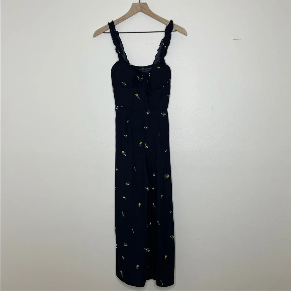 Jumpsuit Black and Yellow Floral XS